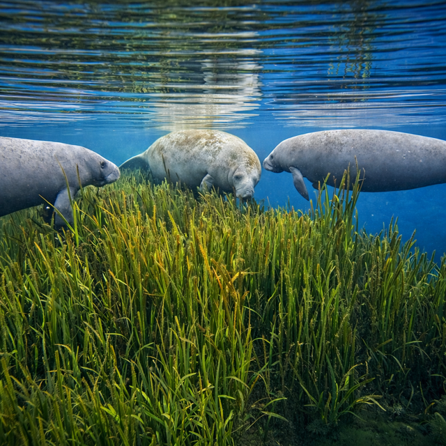 Divine feeding in the Silver River during the final months of her pregnancy, photographed by Brad Mullins