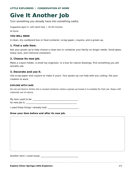 Give It Another Job printable activity sheet