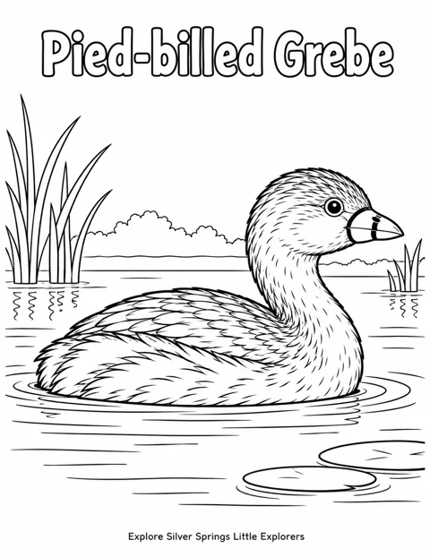 Pied-billed Grebe black and white coloring sheet