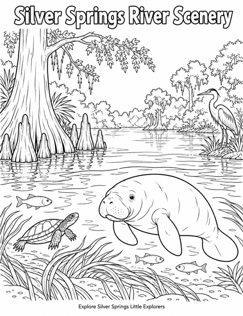 Silver Springs River Scenery black and white coloring sheet