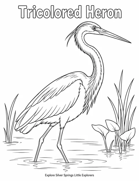 Tricolored Heron black and white coloring sheet